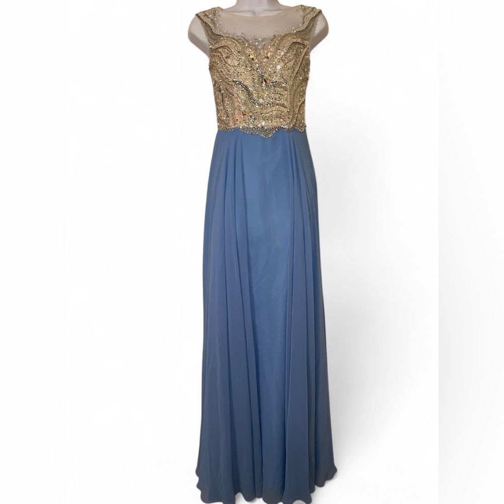 Aspeed Blue Strapless Embellished Gown